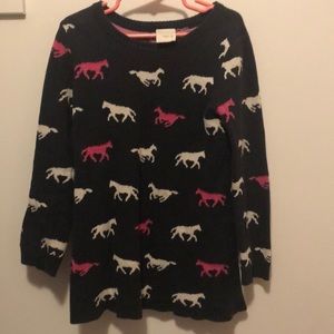 Black sweater dress with horses